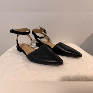 Naturalizer Hartley black leather and suede slingback flat